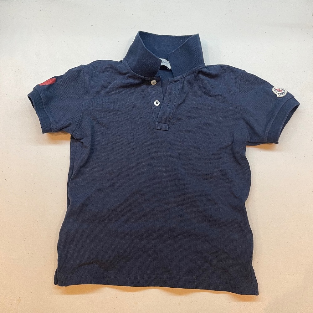 Moncler Enfant Boy Navy Blue Logo Polo Shirt 6Y